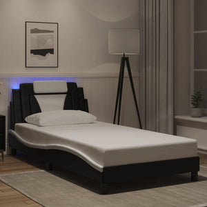 Bettgestell Viana 100x200 cm mit LED Schwarz/Weiß