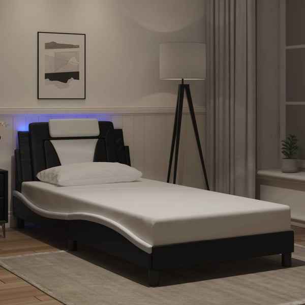 Bettgestell Viana 100x200 cm mit LED Schwarz/Weiß