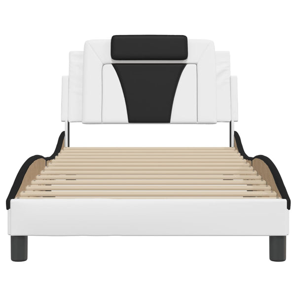 Bettgestell Viana 100x200 cm mit LED, Weiß/Schwarz