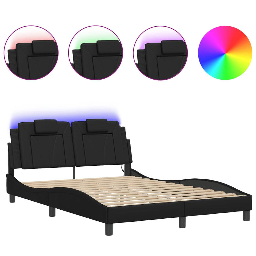 Bettgestell Viana mit LED Schwarz 120x200 cm