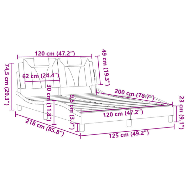 Bettgestell Viana mit LED Schwarz 120x200 cm