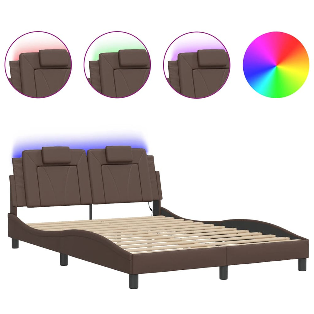 Bettgestell Viana 120x200 cm mit LED Braun
