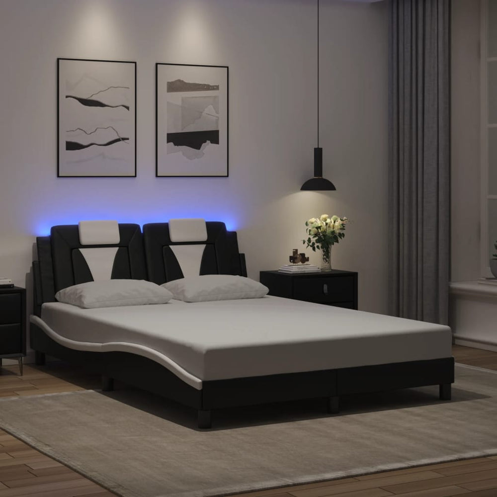 Bettgestell Viana 120x200 cm mit LED Schwarz/Weiß