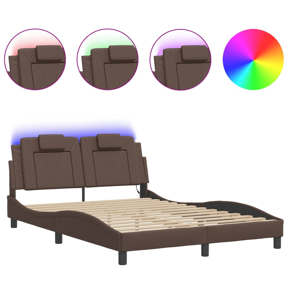 Bettgestell Viana mit LED Braun 140x190 cm