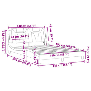 Bettgestell Viana Grau 140x190 cm mit LED