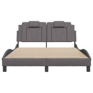 Bettgestell Viana Grau 140x190 cm mit LED