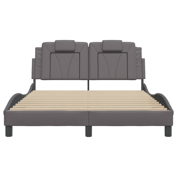 Bettgestell Viana Grau 140x190 cm mit LED