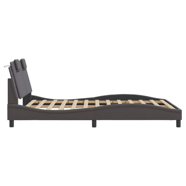 Bettgestell Viana Grau 140x190 cm mit LED
