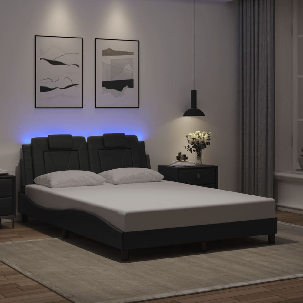 Bettgestell Viana Grau 140x190 cm mit LED