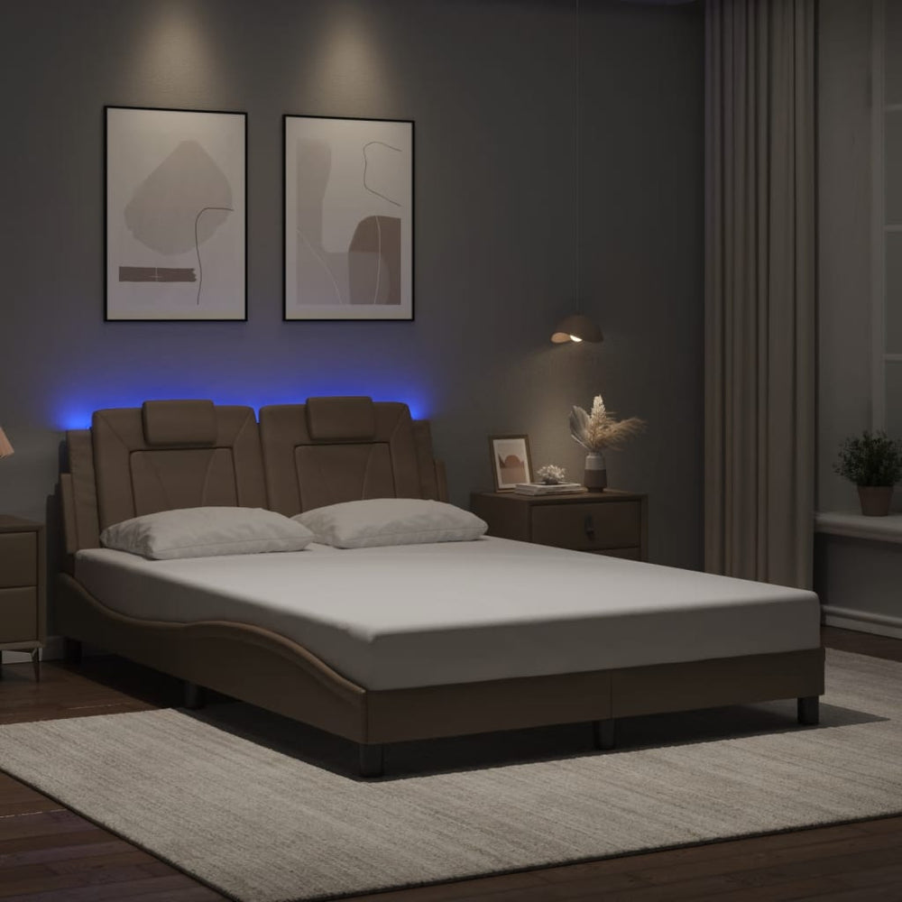 Bettgestell Viana mit LED Cappuccino-Braun 140x190 cm