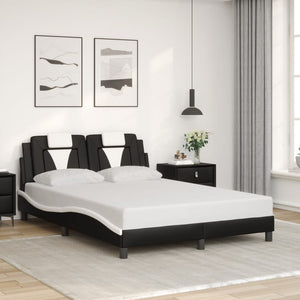 Bettgestell Viana 140x190 cm mit LED, Schwarz/Weiß