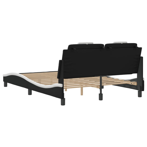 Bettgestell Viana 140x190 cm mit LED, Schwarz/Weiß