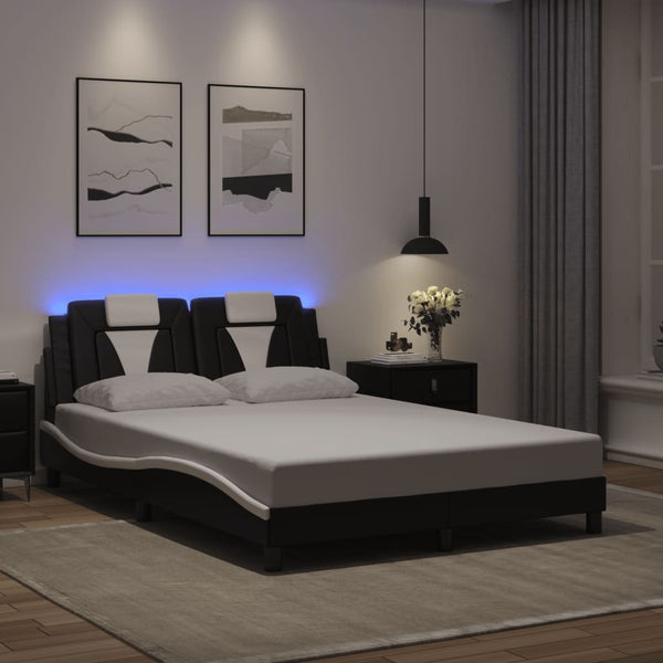 Bettgestell Viana 140x190 cm mit LED, Schwarz/Weiß