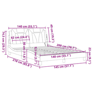 Bettgestell Viana mit LED Schwarz 140x200 cm