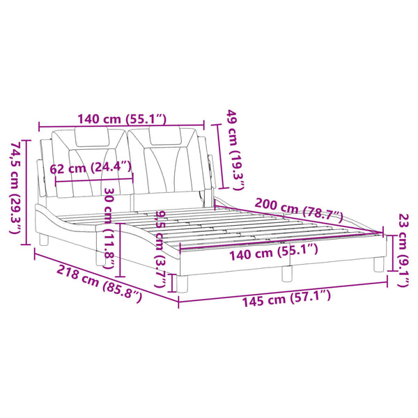 Bettgestell Viana mit LED Schwarz 140x200 cm