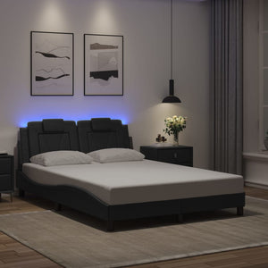 Bettgestell Viana mit LED Schwarz 140x200 cm