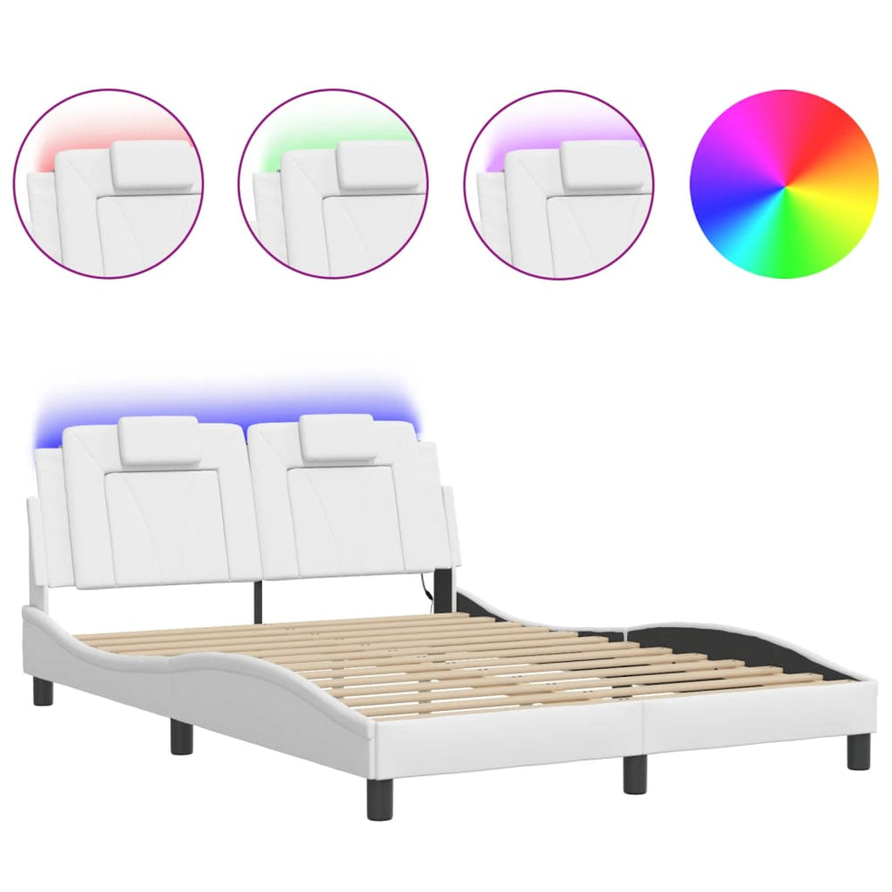 Bettgestell Viana 140x200 cm mit LED, Weiß