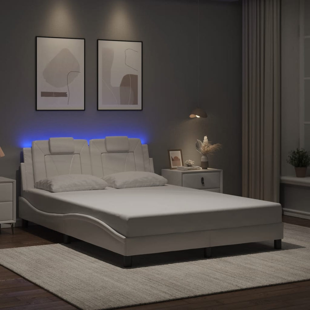 Bettgestell Viana 140x200 cm mit LED, Weiß