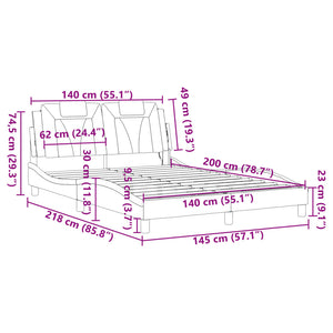 Bettgestell mit LED Grau 140x200 cm
