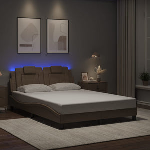 Bettgestell Viana Cappuccino-Braun 140x200 cm mit LED