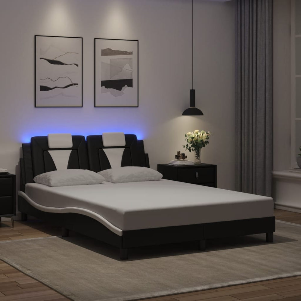 Bettgestell Viana 140x200 cm mit LED Schwarz/Weiß