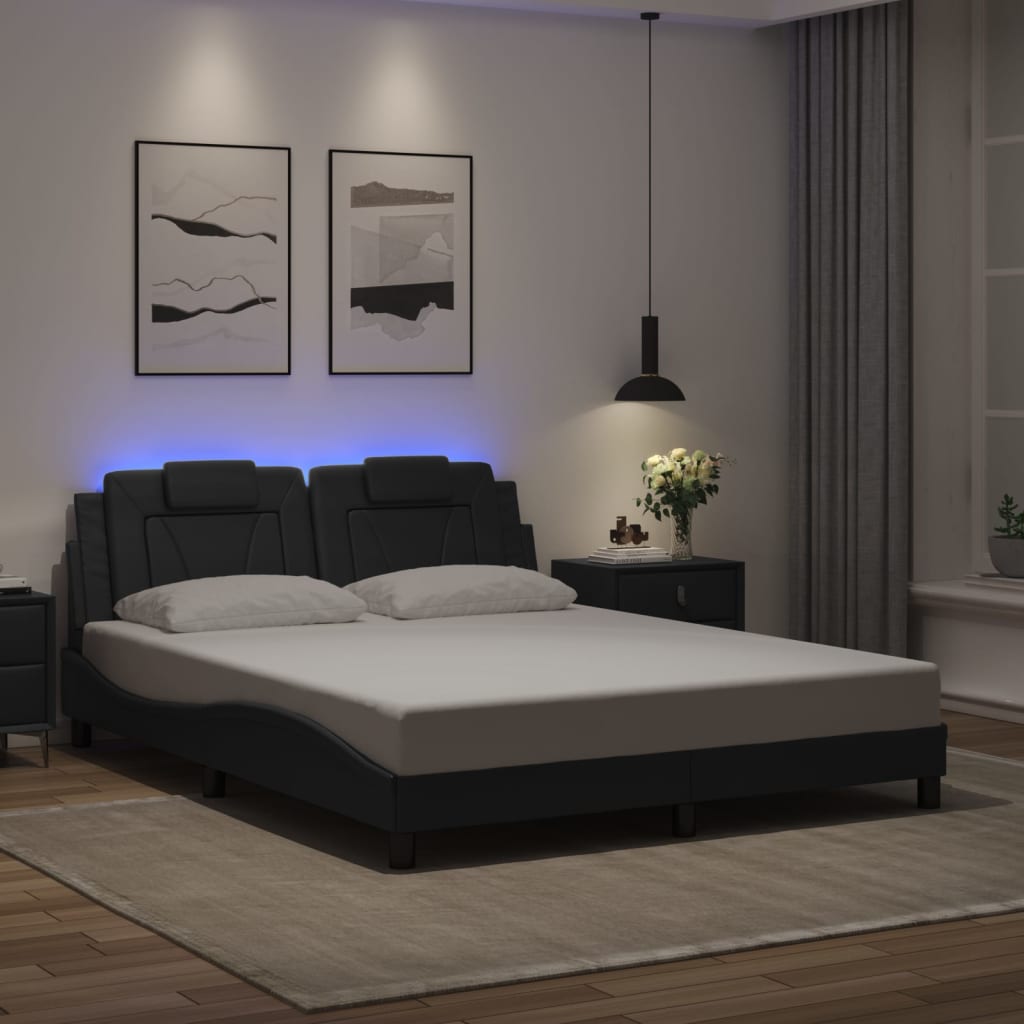 Bettgestell Viana 160x200 cm mit LED Schwarz