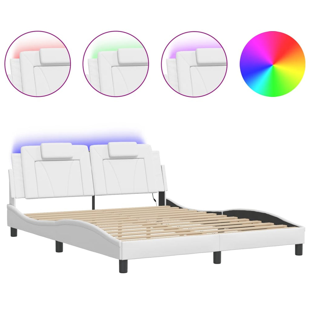 Bettgestell Viana Weiß LED 160x200 cm