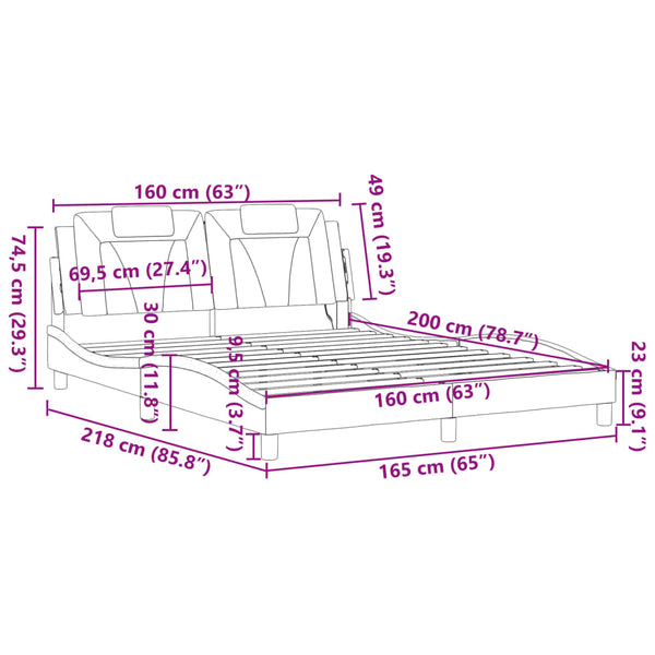 Bettgestell Viana Weiß LED 160x200 cm