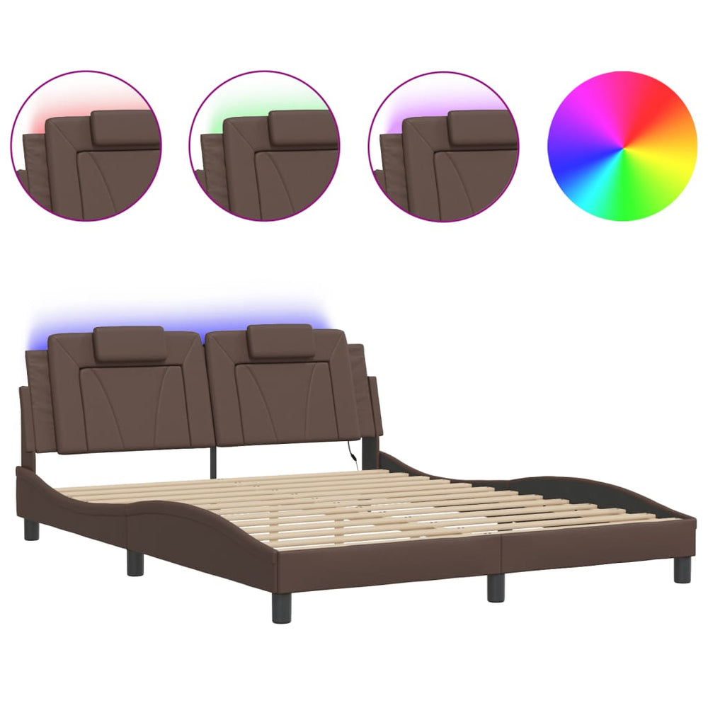 Bettgestell Viana mit LED Braun 160x200 cm