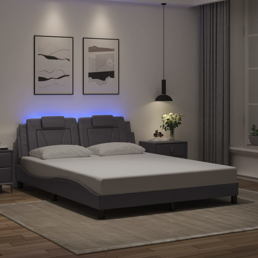Bettgestell Viana Grau 160x200 cm mit LED