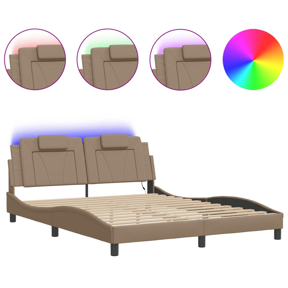 Bettgestell Viana mit LED Cappuccino-Braun 160x200 cm