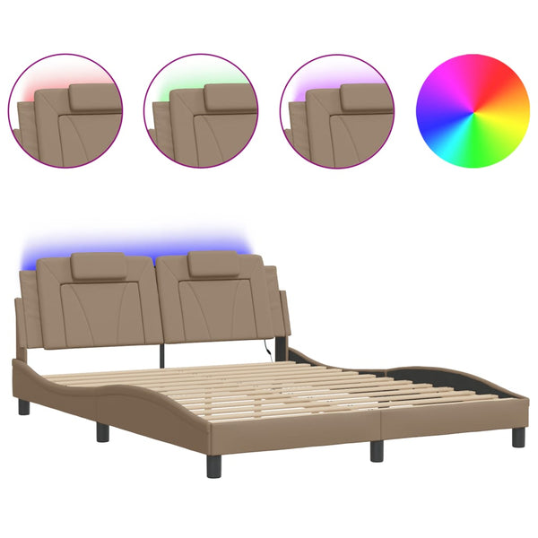 Bettgestell Viana mit LED Cappuccino-Braun 160x200 cm