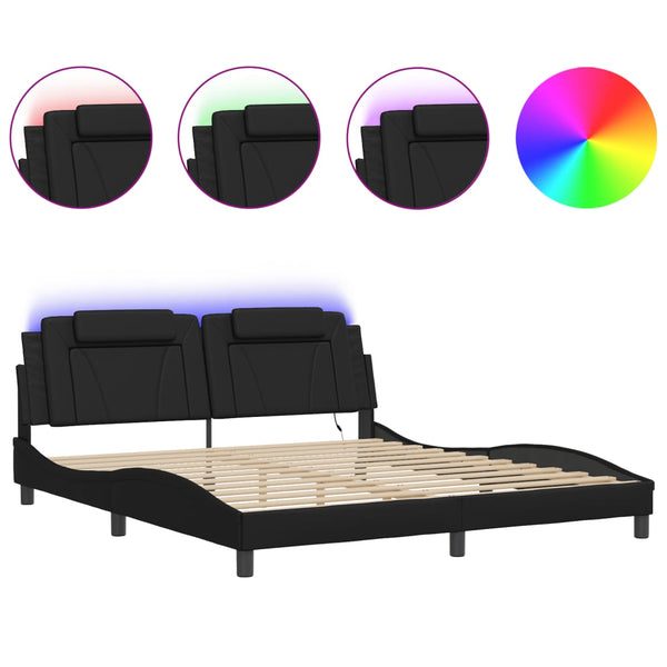 Bettgestell Viana mit LED Schwarz 180x200 cm
