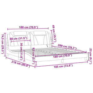 Bettgestell Viana mit LED Schwarz 180x200 cm