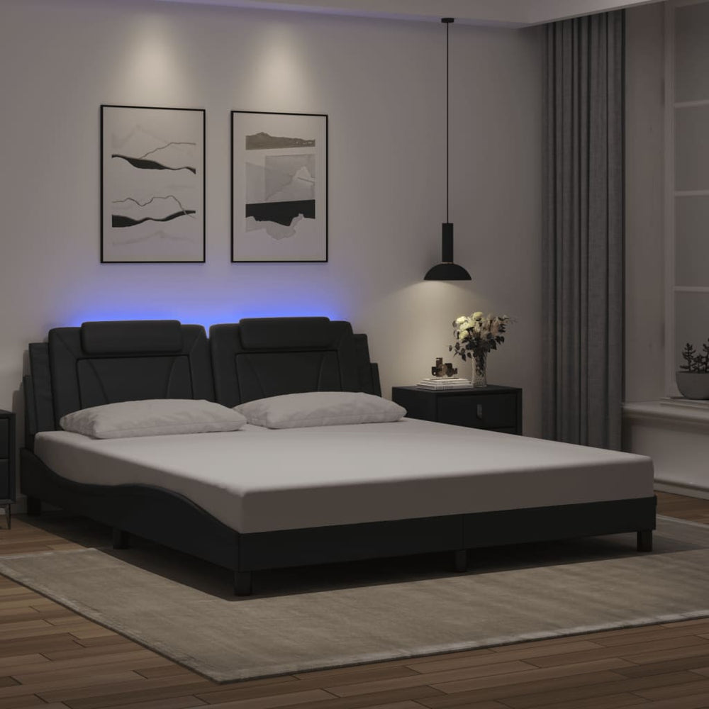 Bettgestell Viana mit LED Schwarz 180x200 cm