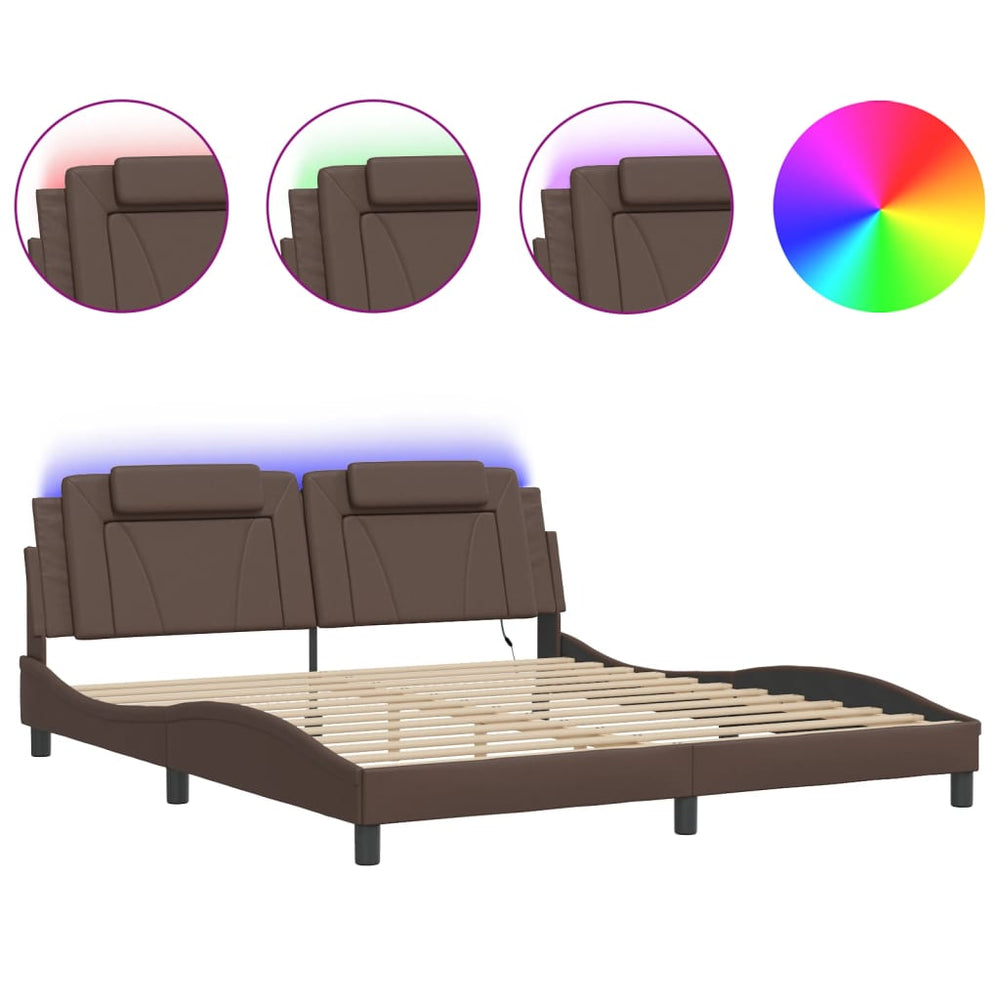 Bettgestell Viana mit LED Braun 180x200 cm