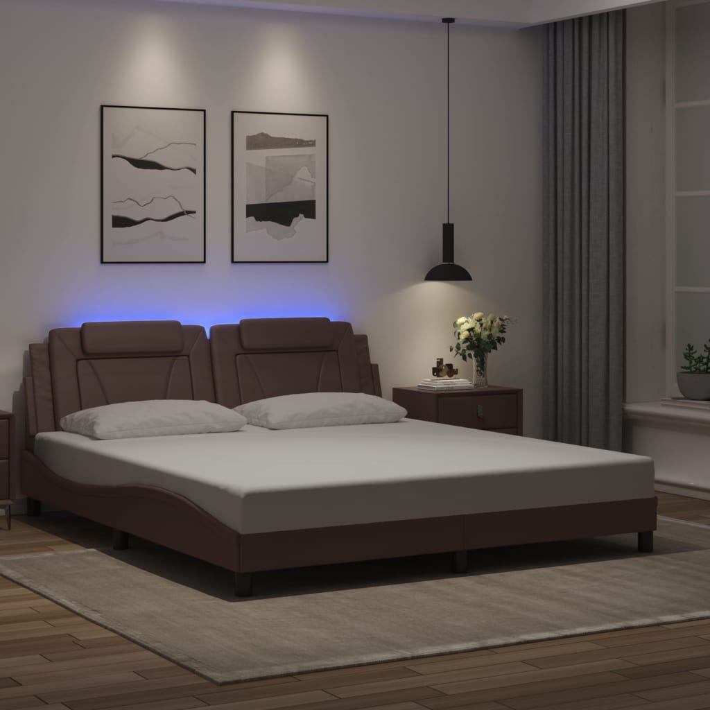 Bettgestell Viana mit LED Braun 180x200 cm