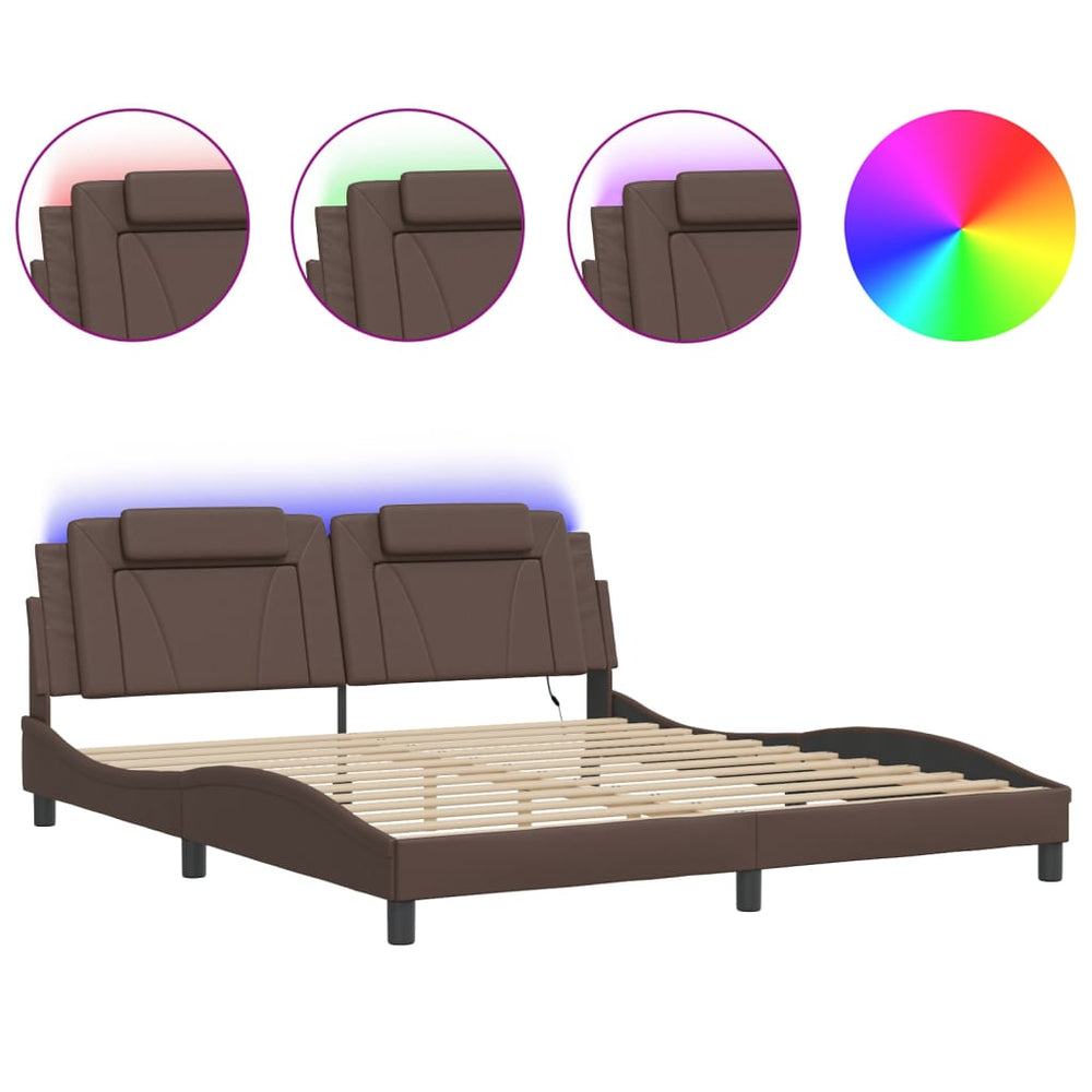 Bettgestell Viana mit LED Grau 180x200 cm