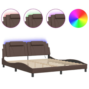 Bettgestell Viana mit LED Grau 180x200 cm