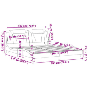 Bettgestell Viana mit LED Grau 180x200 cm