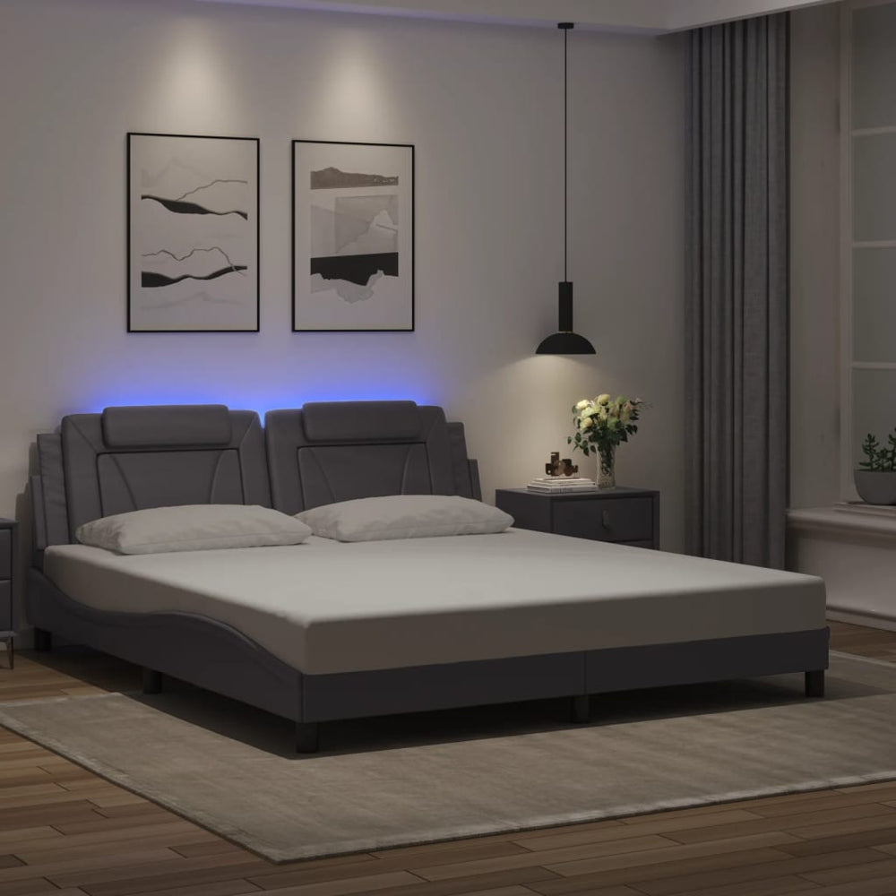 Bettgestell Viana mit LED Grau 180x200 cm