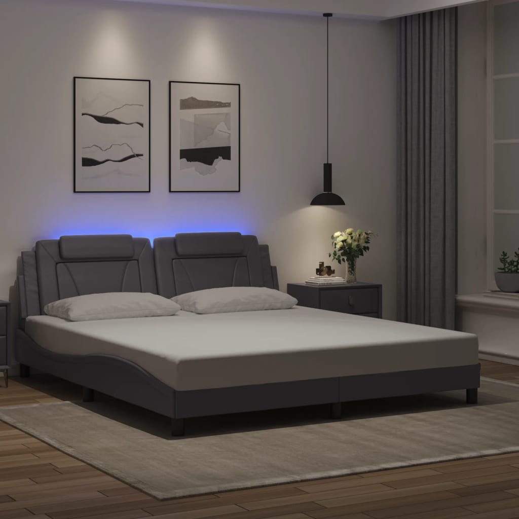 Bettgestell Viana mit LED Grau 180x200 cm