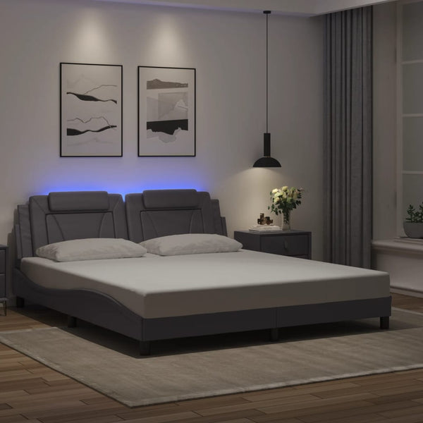 Bettgestell Viana mit LED Grau 180x200 cm