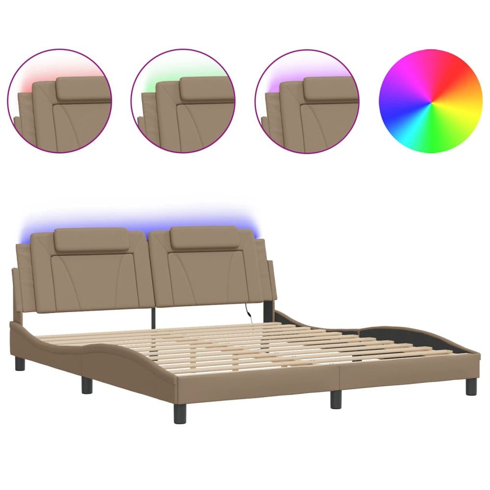 Bettgestell Viana Cappuccino-Braun 180x200 cm mit LED