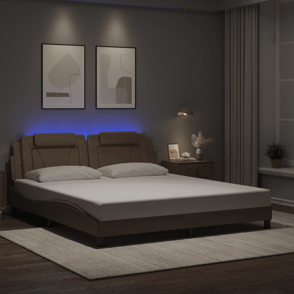 Bettgestell Viana Cappuccino-Braun 180x200 cm mit LED
