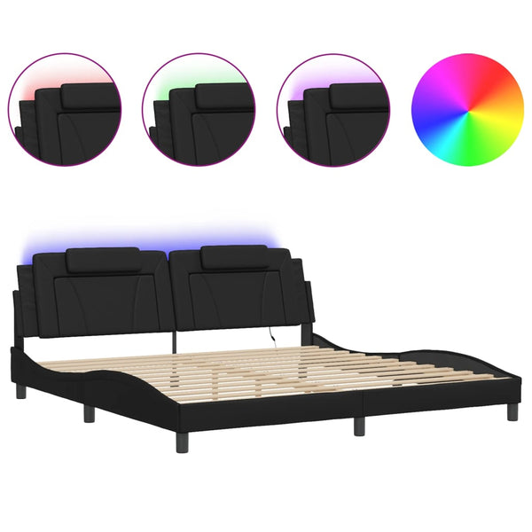 Bettgestell Viana mit LED Schwarz 200x200 cm