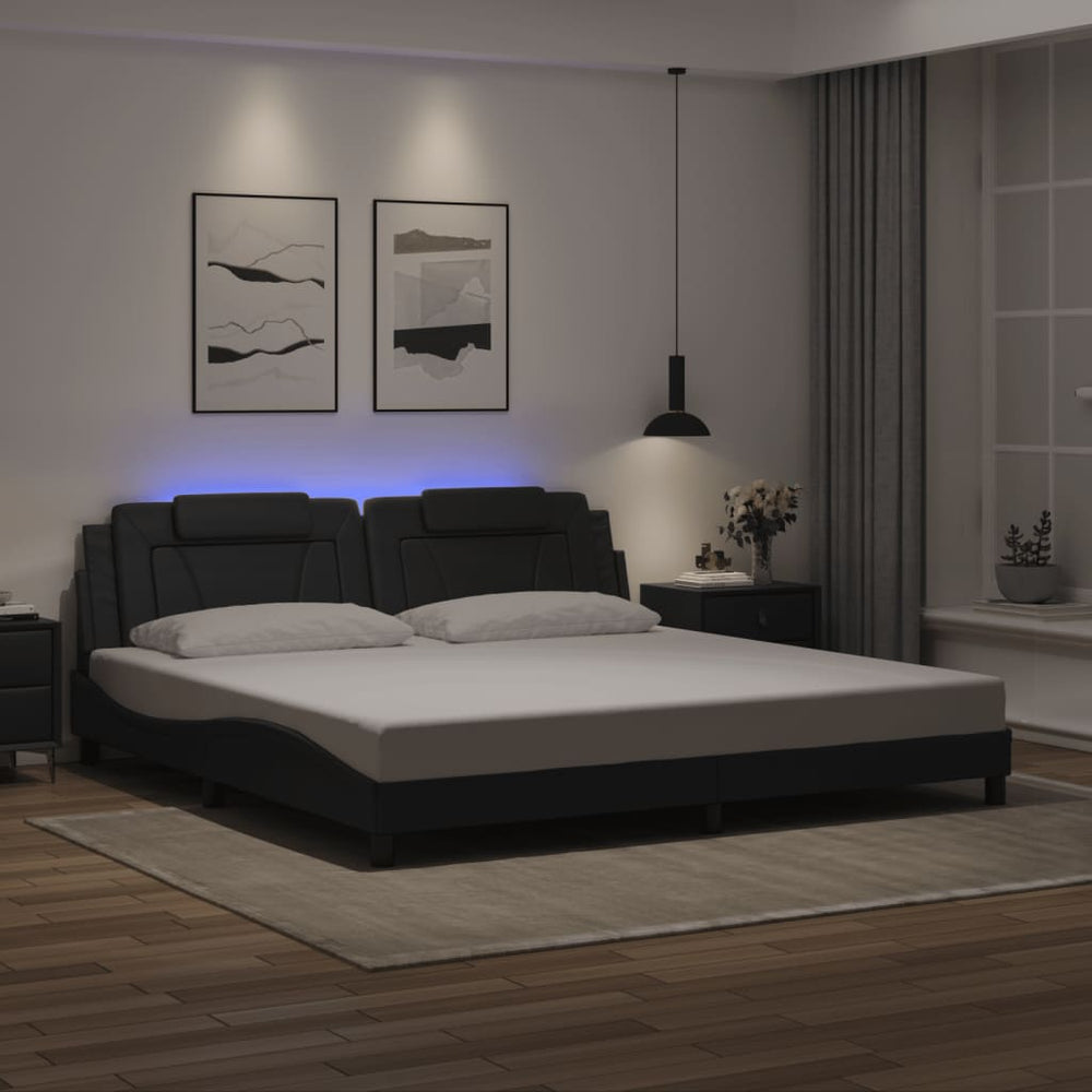 Bettgestell Viana mit LED Schwarz 200x200 cm