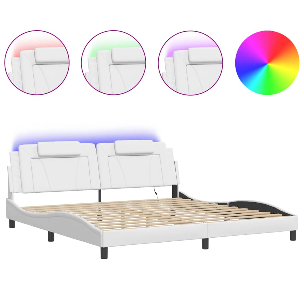 Bettgestell Viana 200x200 cm mit LED Weiß