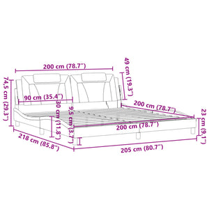 Bettgestell Viana 200x200 cm mit LED Weiß