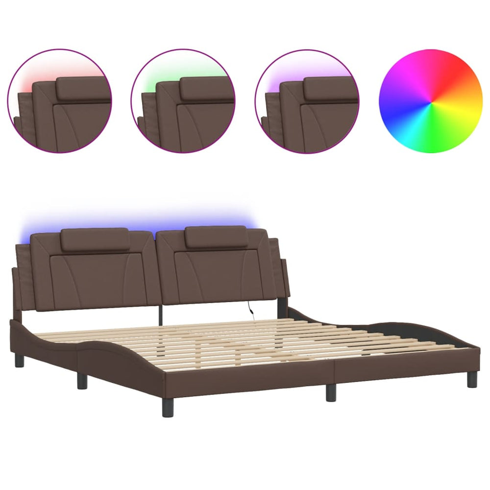 Bettgestell Viana Braun 200x200 cm mit LED